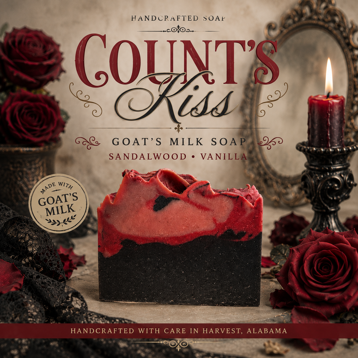 The Count's Kiss Goat Milk Soap | Sandalwood, Cedarwood & Vanilla