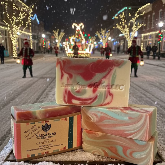 Frosted Candy Cane Goat Milk Soap | Handmade Winter Soap
