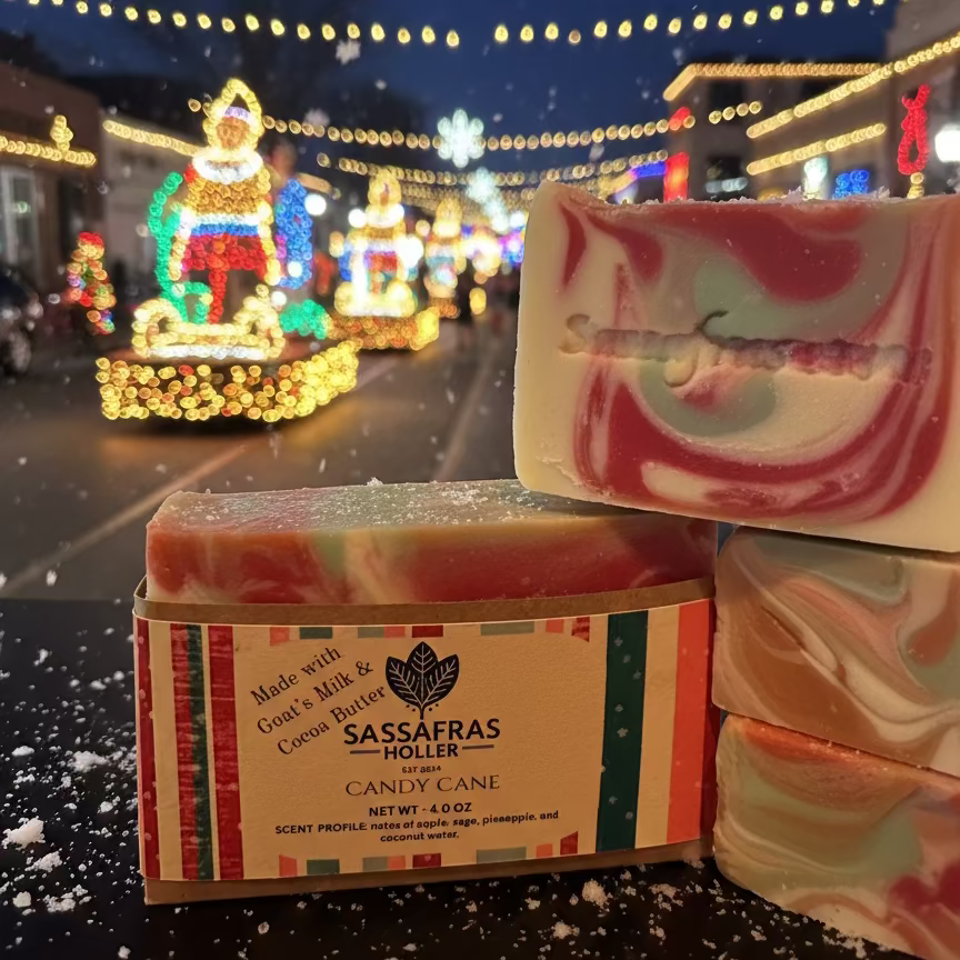 Frosted Candy Cane Goat Milk Soap | Handmade Winter Soap