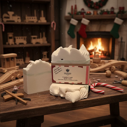 Winter White Candy Cane Goat Milk Soap | Handmade Winter Soap