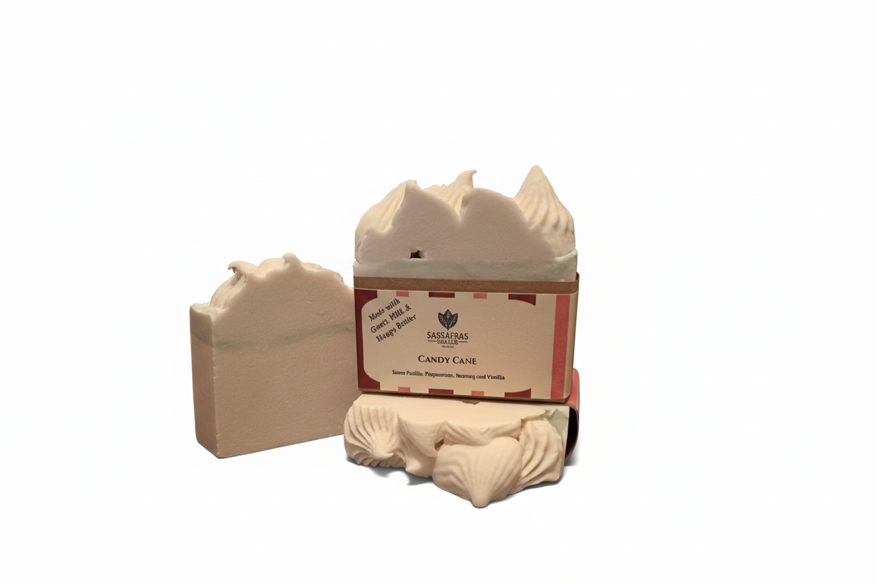 Winter White Candy Cane Goat Milk Soap | Handmade Winter Soap